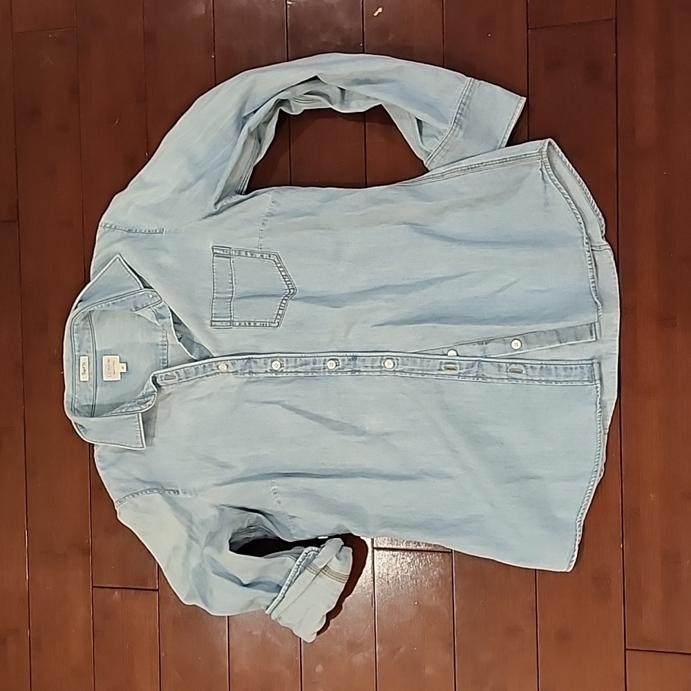 J Crew Factory Perfect Fit Chambray Shirt Size S